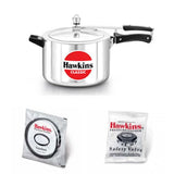 Hawkins Classic Pressure Cookers 8 Litre (Jumbo): CL8W with Hawkins Genuine 2 Gasket & 2 Safety Valve