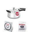 Hawkins Contura Pressure Cooker 5 Litre : HC50 with Hawkins Genuine 2 Gasket & 2 Safety Valve