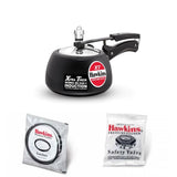 Hawkins Contura Black XT Pressure Cooker Contura Black XT 2L: CXT20 with Hawkins Genuine 2 Gasket & 2 Safety Valve