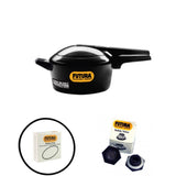 Hawkins Futura Pressure Cooker Induction Base 4 Litre: IFP 40 with Hawkins Futura Genuine 2 Gasket & 2 Safety Valve