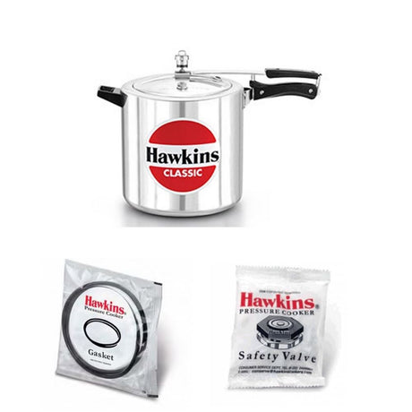 Hawkins Classic Pressure Cookers 12 Litre : CL12 with Hawkins Genuine 2 Gasket & 2 Safety Valve