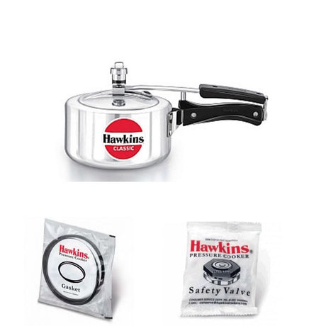 Hawkins Classic Pressure Cookers 2 Litre: CL20 with Hawkins Genuine 2 Gasket & 2 Safety Valve