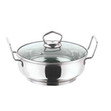 Stainless Steel Kadhai with Glass Lid - 1.7 Litre, 20cm -IKD20
