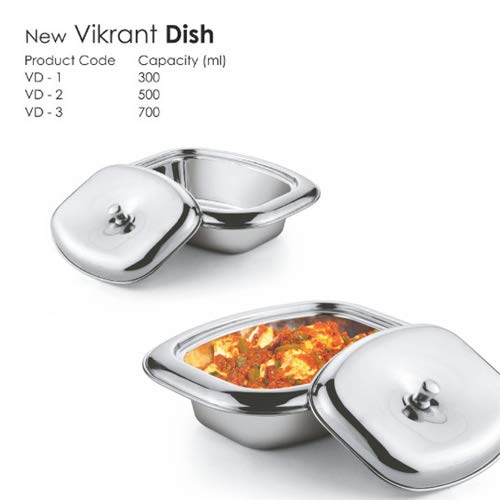 JVL 700 ml  Stainless Steel New Vikrant Dish Bowl with Lid