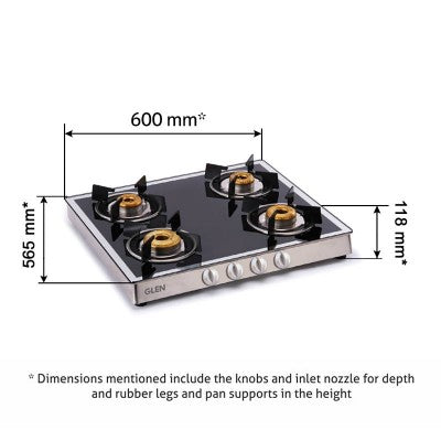 Glen 4 Burner Gas Stove 1042 GT Forged BB Mirror (Non Auto Ignition)