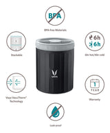 Vaya Preserve  Black - Vacuum Insulated Stainless Steel Meal Container, Meal Jar, Portable Lunch Box