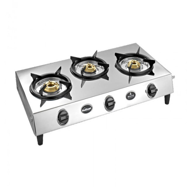 Buy Sunflame Stainless Steel Bonus 3 Burner Gas Stove at the lowest price in India at Apnidukaan.com, Save UPTO 50% Off, All India Free Shipping, Click here to see all of our exclusive deals.
