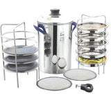 JVL Stainless Steel Full Set Thattu Idly, Idiyappam/Dhokla Maker