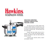 Hawkins Stainless Steel Pressure Cooker 1.5 Ltr.: HSS 15 with Hawkins Genuine 2 Gasket & 2 Safety Valve