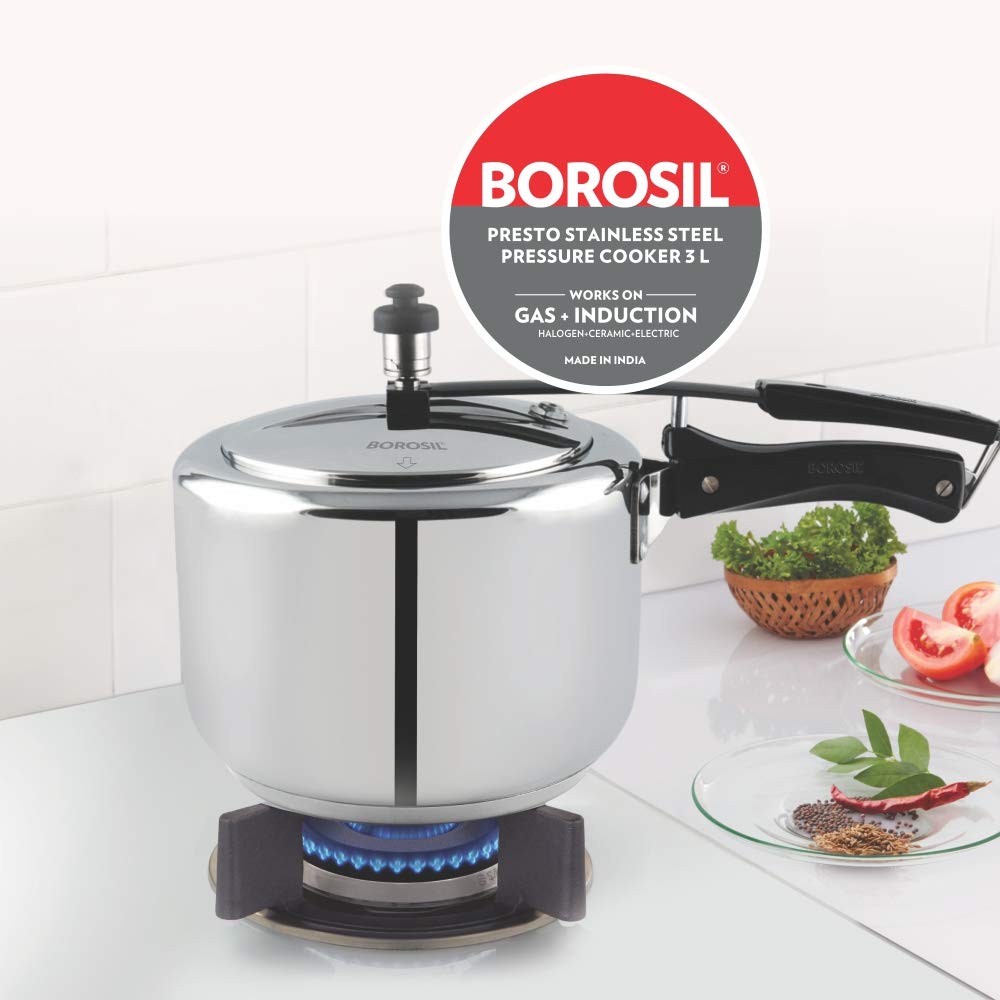 Borosil 3 L Presto Stainless Steel Pressure Cooker