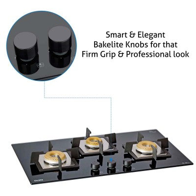 Glen 3 Burner Built-in Glass Hob 1073 SQ INBB