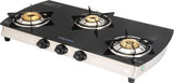 Suryaflame Curve Series 3B Black Stainless Steel Glass CookTop Gas Stove (3 Burners) (Mannual Burner)