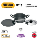 Hawkins Futura Hard Anodised Cookware (2 products and 1 SS lid) -Set 5 ASET5