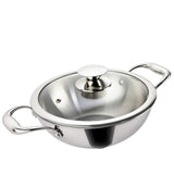 Alda 1.7 LTR Vitale Tri-Ply Stainless Steel Wok Pan Kadhai with Glass Lid  (20 cm)