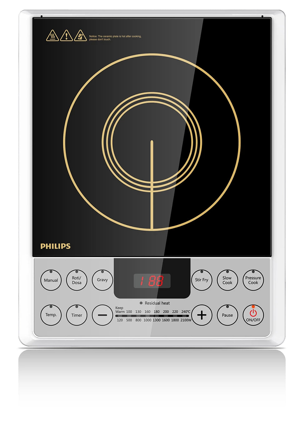 Daily Collection Induction Cooker HD4929/00 | 2100W | Preset Indian Menus | Touch Start Control