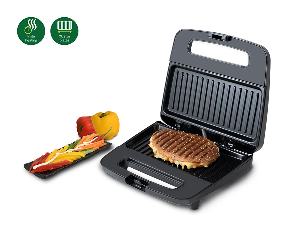 Viva Collection HD2289/00 Panini Maker | XL Grill Plates | Non-Stick Plates | Secured Locking | Insta Heating