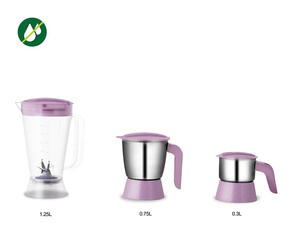 Viva Collection HL7581/00 Juicer Mixer Grinder 600W with Turbo Power Motor - Easy 3-Step Juicing for Tough Fruits and Vegetables