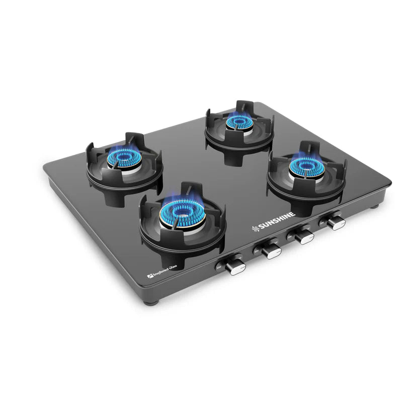 Regal Pro 4 Burner Gas Stove Toughened Glass Cooktop Manual Ignition