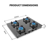 Regal Pro 4 Burner Gas Stove Toughened Glass Cooktop Manual Ignition