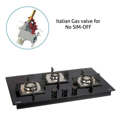 Glen 3 Burner Built-in Glass Hob Top 1073 SQ HT DB FFD (Flame Failure Device)