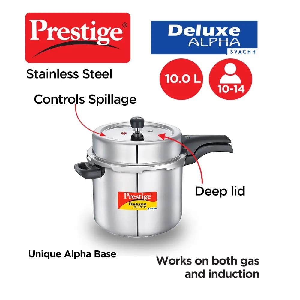 Prestige Deluxe Alpha Svachh Range Of 10 Litre Pressure Cooker 20254