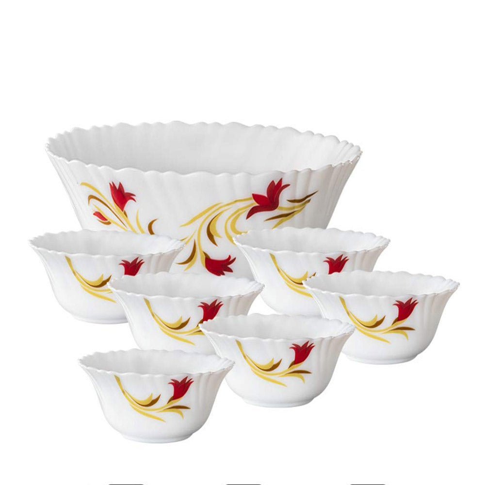 Larah by Borosil Red Lily 7 Pcs Pudding Set