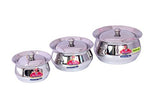 Aristo Stainless Steel Handi Steel Kadai (750 ml, 1375ml  2400 Ml) Set of 3