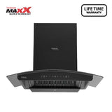 Hindware  Zinnia Blk 75 MaxX Silence Chimney, Filterless Technology, with Touch Control with motion sensor, Turbo Mode 