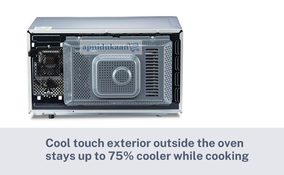 Cool touch exterior outside the oven stays up to 75% cooler while cooking