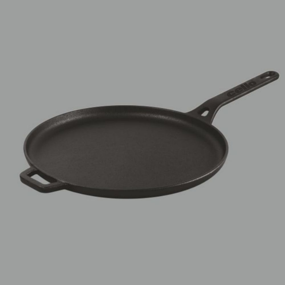 Seasoned Cast Iron Flat Dosa Tawa with Double Handle - Essential Traditions  by Kayal